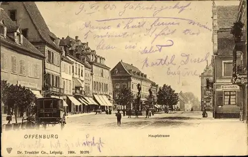 Ak Offenburg im Schwarzwald, Hauptstraße, Geschäfte