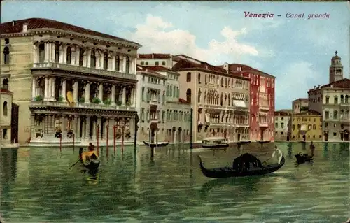 Künstler Ak Venezia Veneto, Blick auf den Canal grande, Gondeln