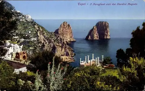 Ak Capri Neapel Campania, I Faraglioni visti dai Giardini Augusto