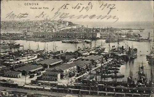 Ak Genova Genua Liguria, Veduta del Porto