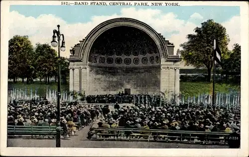 Ak New York City USA, Band Stand, Central Park