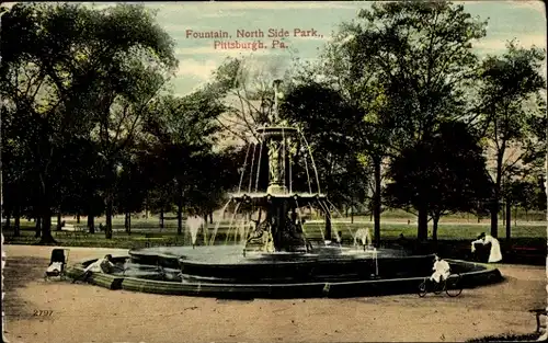 Ak Pittsburgh Pennsylvania, Fountain, North Side Park, Brunnen