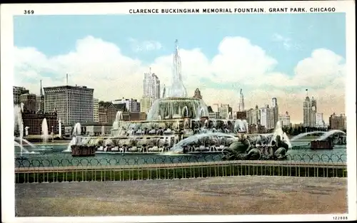 Ak Chicago Illinois USA, Clarence Buckingham Memorial Fountain, Grant Park