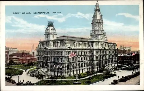 Ak Indianapolis Indiana, Court House, Gerichtsgebäude, Oldtimer