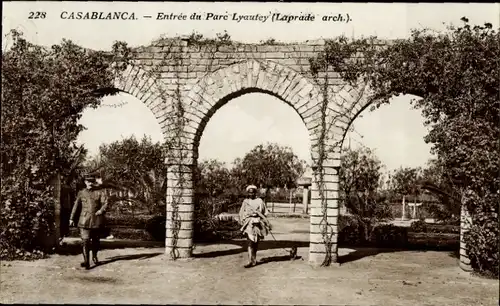Ak Casablanca Marokko, Eingang zum Lyautey Park