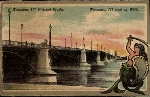 Ak Warszawa Warschau Polen, Weichsel Brücke