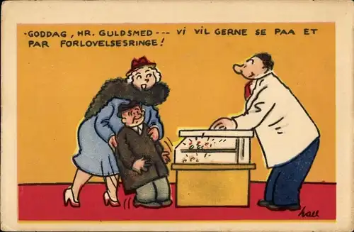 Künstler Ak Hall, Goddag, Hr. Guldsmed, Verlobung, Humor