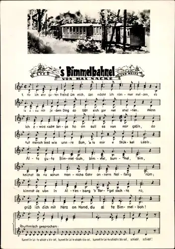 Lied Ak Nacke, Max, 'S Bimmelbahnel, Ho ich enn guten Greind üm mich, Erzgebirge