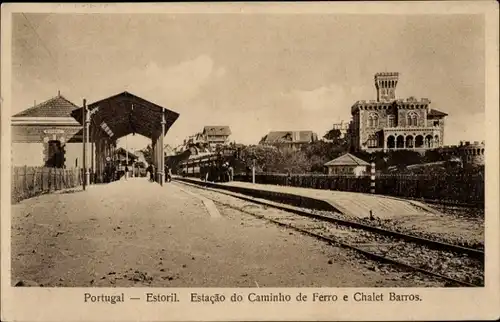 Ak Estoril Cascaes Cascais Portugal, Bahnhof, Chalet Barros