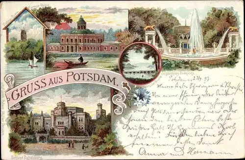 Litho Potsdam in Brandenburg, Schloss Babelsberg, Jagdschloss Glienicke, Marmor Palais