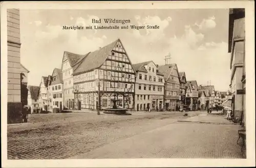 Ak Bad Wildungen, Marktplatz, Lindenstraße, Wegaer Straße