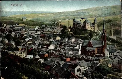 Ak Mylau Reichenbach im Vogtland, Panoramablick auf die Stadt