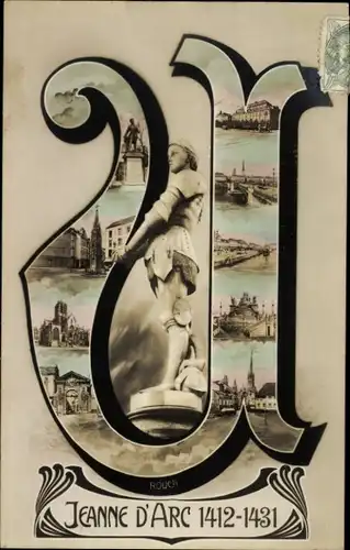Ak Rouen Seine Maritime, Denkmal Jeanne d'Arc 1412-1431, Gebäude