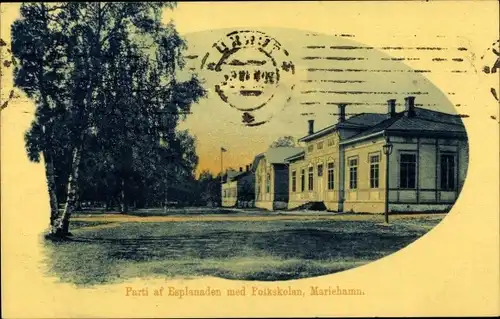Ak Maarianhamina Mariehamm Finnland, Parti af Esplanaden med Folkskolan