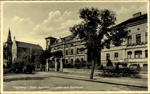 Ak Chojnów Haynau Schlesien, Gartenstraße, Postamt