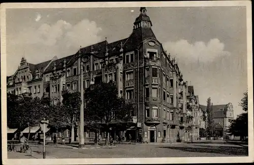 Ak Głogów Glogau Schlesien, Hohenzollernstraße Ecke König Friedrich Platz