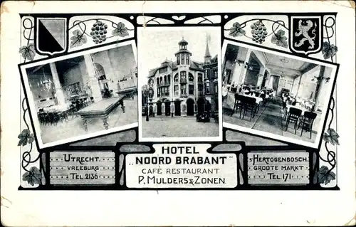 Passepartout Ak Utrecht Niederlande, Vreeburg, Hotel Café Noord Brabant, s Hertogenbosch