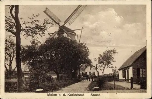 Ak Soest Utrecht Niederlande, Molen a/d Kerkstraat
