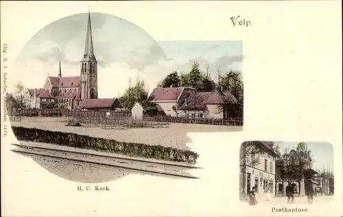 Ak Velp Gelderland Niederlande, RC Kirche, Postamt
