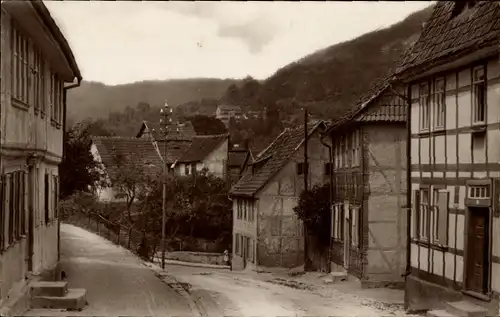 Ak Bleicherode im Kreis Nordhausen, Partie am Angerberg, Fachwerkhäuser