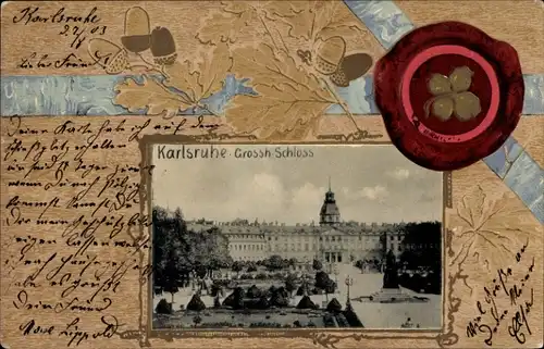 Präge Passepartout Ak Karlsruhe in Baden, Schloss