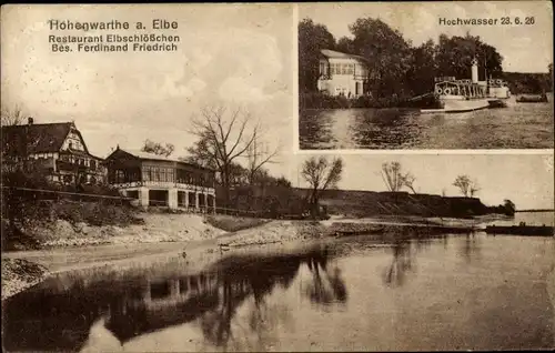Ak Hohenwarthe Möser,Restaur Elbschlösschen, Hochwasser