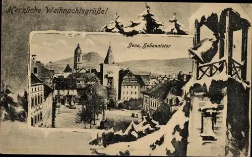 Ak Jena in Thüringen, Johannistor, Glockenturm, Weihnachten