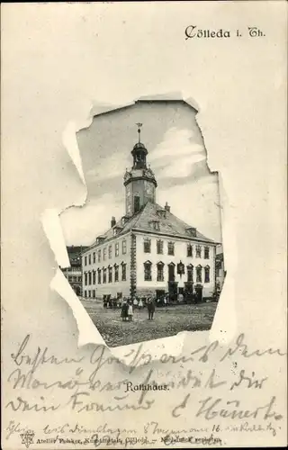 Passepartout Ak Cölleda Kölleda in Thüringen, Rathaus