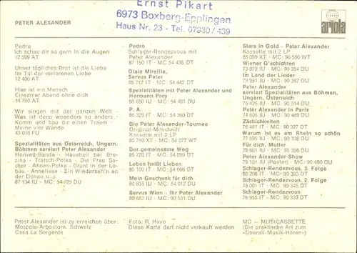 Ak Schauspieler und Sänger Peter Alexander, Portrait, Autogramm