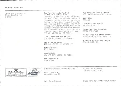 Ak Schauspieler und Sänger Peter Alexander, Portrait, Autogramm