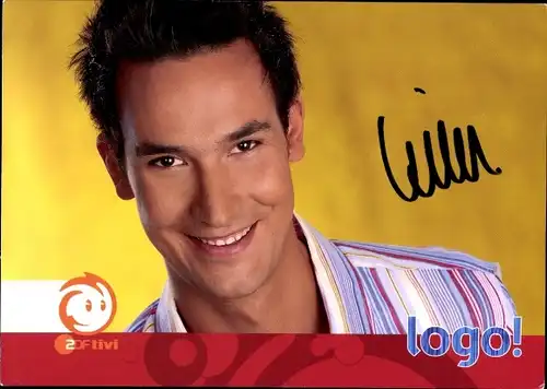 Ak Schauspieler Kim Adler, Portrait, Autogramm, Logo ZDF tivi