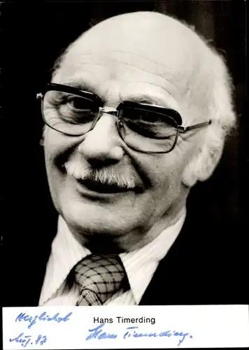 Ak Schauspieler Hans Timerding, Portrait, Autogramm