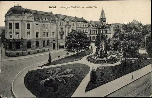 Ak Gera in Thüringen, Kriegerdenkmal, Post