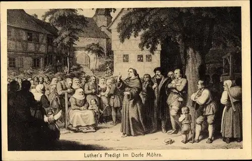 Künstler Ak Luther's Predigt im Dorf Möhra