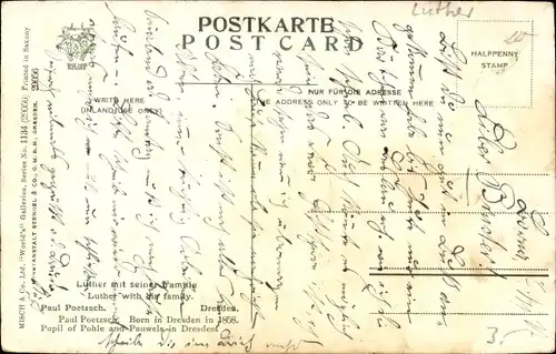 Künstler Ak Poetzsch, P., Reformator Martin Luther mit Familie