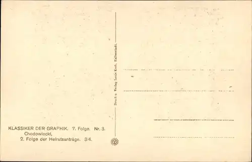 Künstler Ak Chodowiecki, Klassiker der Graphik, Folge der Heiratsanträge 3/4