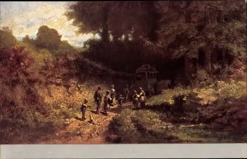 Künstler Ak Spitzweg, C., Menschen auf dem Weg zum Wald