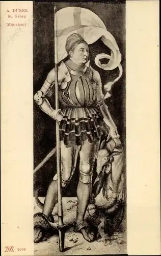 Künstler Ak Dürer, A., Sankt Georg, Fahne, Rüstung