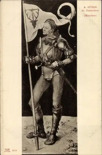 Künstler Ak Dürer, A., Sankt Eustachius, Fahne, Rüstung