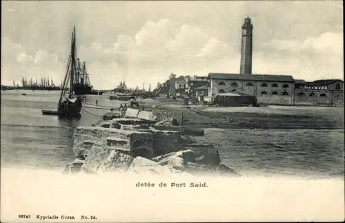 Ak Port Said Ägypten, Pier, Hafen