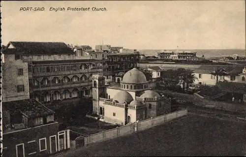 Ak Port Said Ägypten, Englische Protestantische Kirche