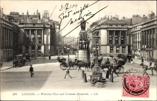 Ak London City England, Waterloo Place, Crimean Memorial