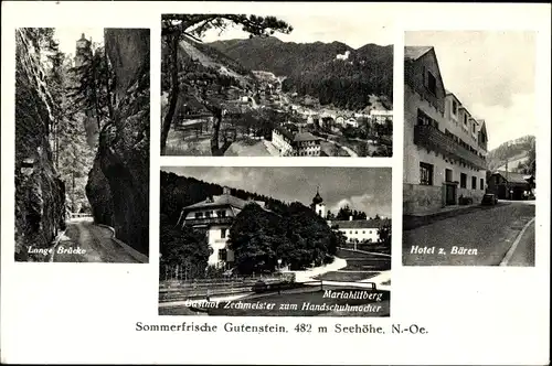 Ak Mariahilfberg Gutenstein in Niederösterreich, Lange Brücke, Gasthof Zechmeister, Gasthof Bären