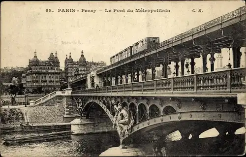 Ak Paris XVI. Passy, Le Pont du Metropolitain
