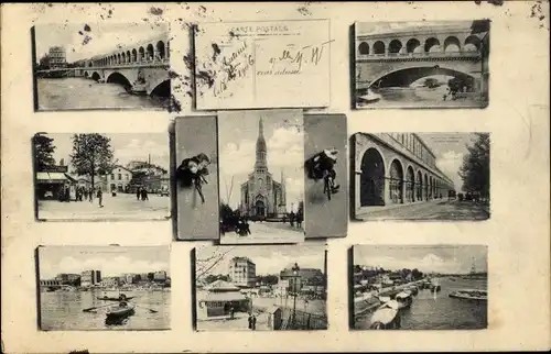 Ak Paris XVI. Passy, Viaduc Metropolitain, Kirche, Ortspartien