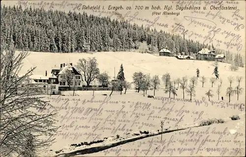 Ak Rehefeld Zaunhaus Altenberg im Erzgebirge, Königliches Jagdschloss, Oberförsterei