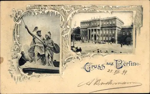 Ak Berlin Mitte, Statue, Gebäude