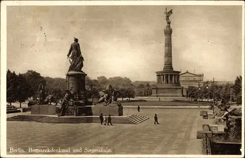 Ak Berlin Tiergarten, Bismarckdenkmal, Siegessäule