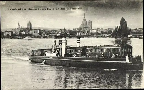 Ak Stralsund in Vorpommern, Trajektschiff Überfahrt nach Rügen