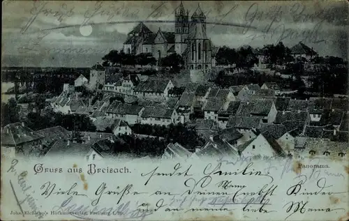 Mondschein Ak Breisach am Oberrhein, Panorama